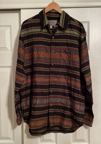 The Territory Ahead Cotton Textile Shirt Southwest Aztec Print Mens Size L
