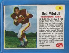 1962 POST FOOTBALL (EX-MT) # 67 BOBBY MITCHELL (SP) - CLEVELAND BROWNS