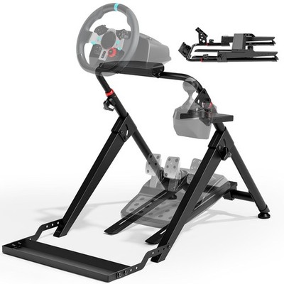 Foldable Sim Racing Wheel Stand with Chair Fixing Slot,Formula and GT Racing..