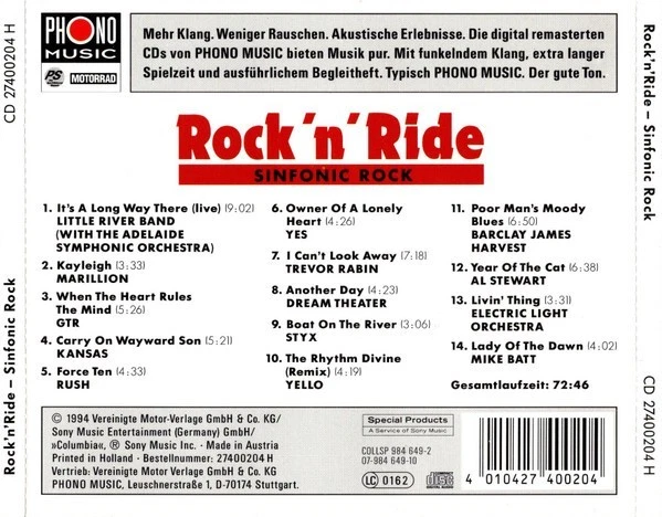 Rock 'n' Ride Volume 13 Sinfonic Rock - PHONO 1994 - 14 Titel - Bild 2 von 3
