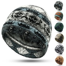 Winter Thermal Fleece Beanie Hat Men Women Outdoor Windproof Ski Soft Skull Cap