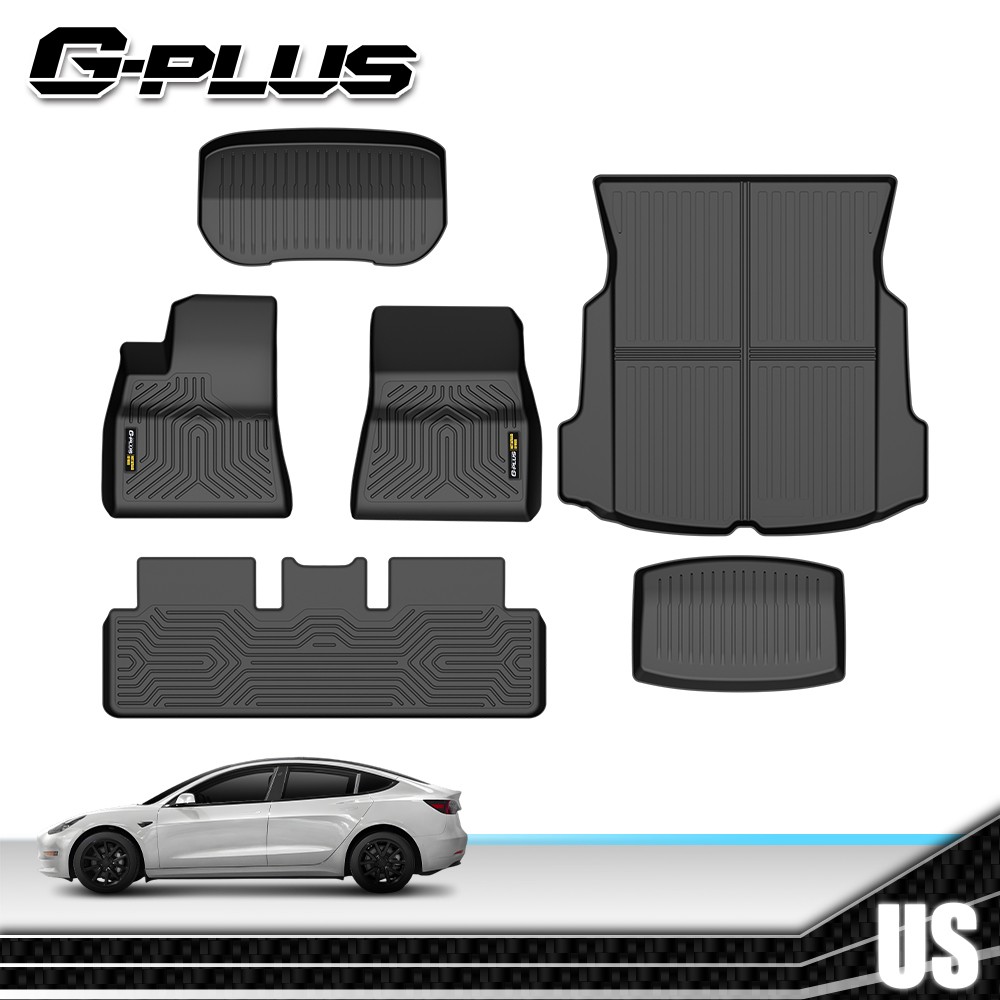 6pcs Floor Mats&Cargo Liner All Weather TPE Fits Tesla Model 3 2017 2018 19-2023