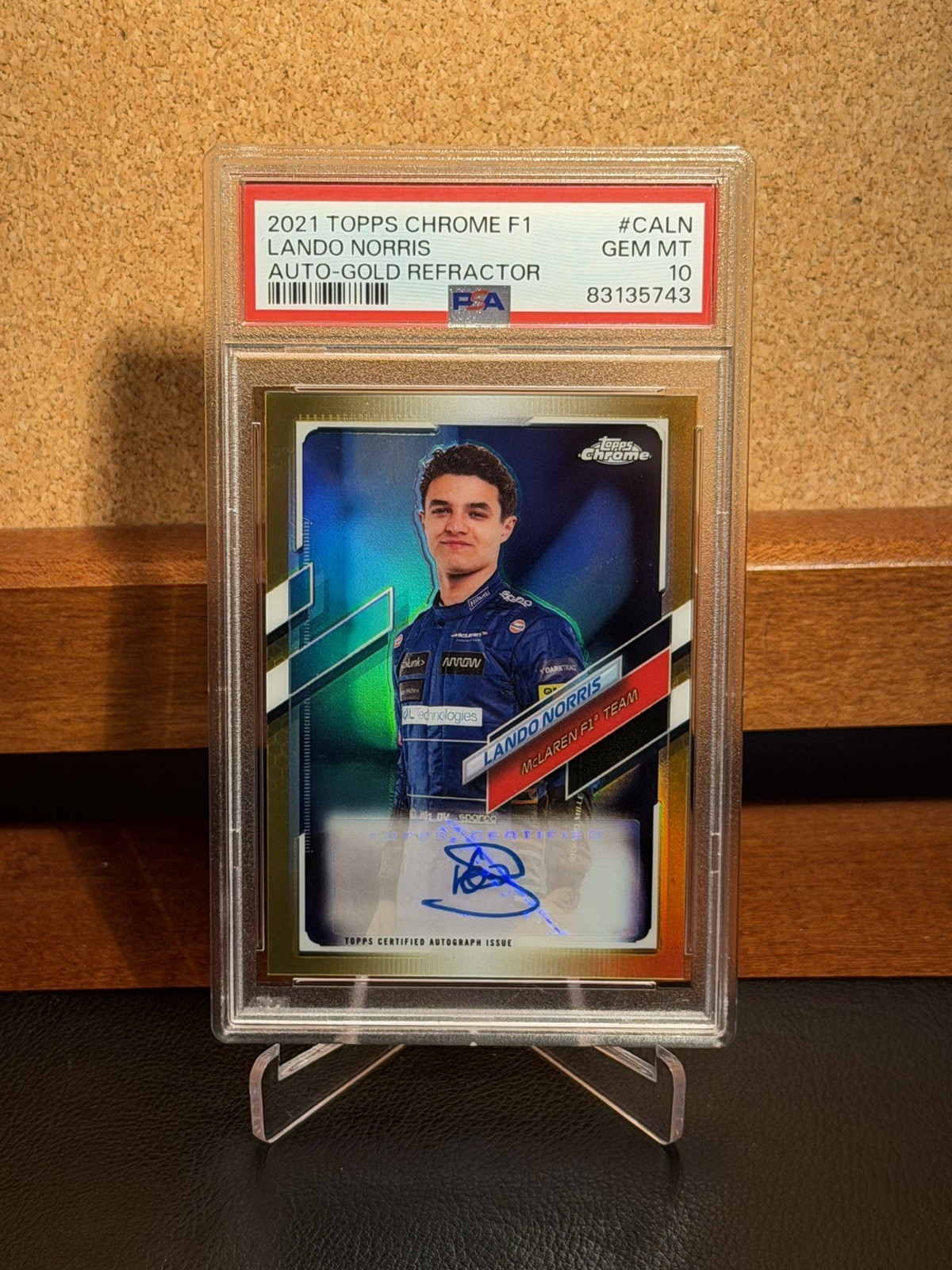 2021 Topps Chrome F1 Lando Norris Gold Auto /50 PSA 10 GEM MINT SP McLaren Pop 3 view 1
