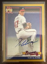 Tom Glavine 2026 Topps Series 1 ‘91 Auto Gold 50/50 Bookend #91A-TG Braves
