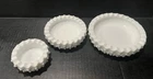 Set of 3 VTG Fenton White Milk Glass Hobnail Nesting Ashtrays #3972, 73, 76