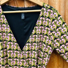 JANESTREET Geometric Print Wrap Midi Dress Preppy Spring British Style Size 8