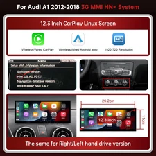 12.3 Inch Wireless CarPlay Multimedia Display Android Auto for Audi A1 2012-2018