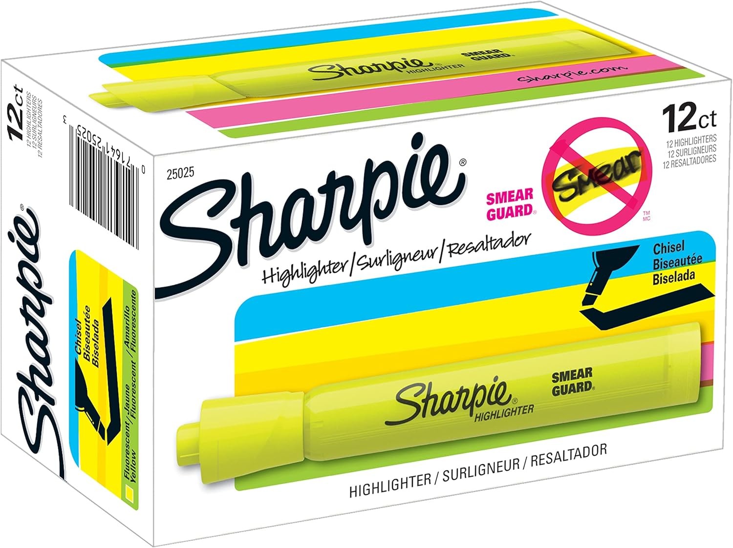 Sharpie Tank Highlighters, Chisel Tip, 12 Count (Pack of 1),
