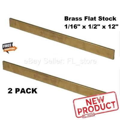 #ad 2 PACK Brass Flat Strips .064quot; x 1 2quot; x 1 Foot 260 Solid Rectangle Stock 12quot; NEW $17.82