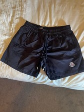 Moncler Swim Shorts Size M Waist Size 34 With Drawstring And Pockets Black