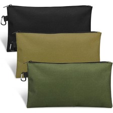 3PCS Heavy Duty Tool Bag Zipper Pouch Set Utility Organizer with Carabiner