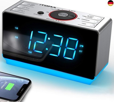 iTOMA Radiowecker mit Bluetooth, Digitales FM-Radio, Dual-Alarm mit