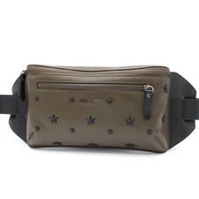 Borsa Jimmy Choo Oscar con borchie e cintura in pelle cachi borsa in vita bor...