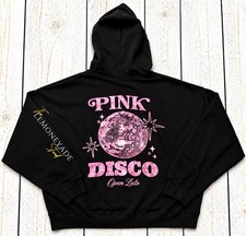 Victoria  s Secret PINK Black Pink Bling Sequin DISCO Full Zip Hoodie LARGE