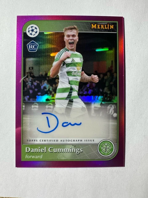 Daniel Cummings RC Auto /25 Purple Topps Merlin UEFA Celtic FC Rookie Auto
