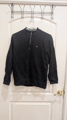 Greg Norman Men s Sweatshirt L Black 1/4 Zip Mock Neck Embroidered Logo Knit