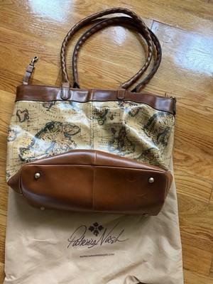 Patricia Nash Map Leather Tote Bag with Dust Cover
