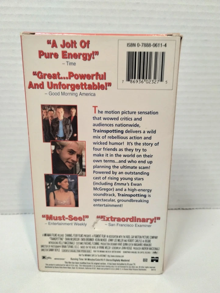 Trainspotting VHS Tape 1997 Miramax Home Entertainment, Ewan McGregor - Image 2 of 4