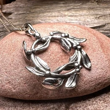 Mistletoe Necklace Wiccan Pagan Nature Ladies Pendant Gift 925 W/FREE CHAIN