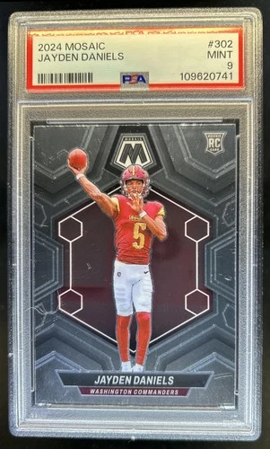 2024 Panini Mosaic Jayden Daniels RC Rookie #302 Commanders PSA 9
