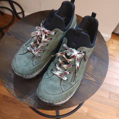 Rieker Womens Angela Sneaker  Liane/Schwarz Size 40 Green Sz 9
