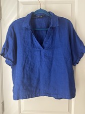 Saks Fifth Avenue Short Sleeve V-Neck Linen S...