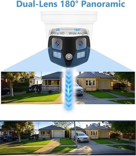 8MP Dual Lens Panoramic IP POE Camera 180° Sound Light Alarm Speaker - Image 2 of 2