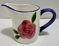 Vtg 1999 Flora di Roma Rosa By Tabletops Creamer Yellow Purple Red Roses 3.5"