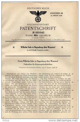 Original Patentschrift - W. Suhr in Hagenburg b. Wunstorf , 1938 ,  Federschere