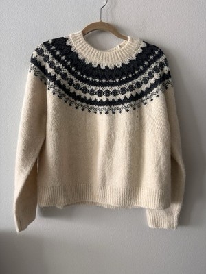 Uniqlo Crewneck Sweater Fair Isle Nordic Wool Blend Winter Womens Size Large NWT