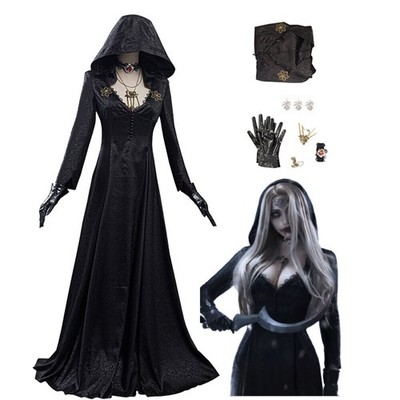 Resident Evil Village Vampire Moth Lady Cosplay Halloween Dress Coat CostumeSuit