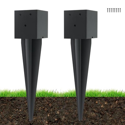 2 Pcs 4 ''x 4 ''Fence Post Anchors Ground Spike (Actual 3.6   X 3.6 )，Heavy Dut...