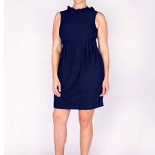 Camlyn Beth Navy Blue Sleeveless Ruffle Neck Button Back The Go Go Dress Size 2