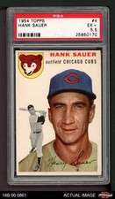 1954 Topps #4 Hank Sauer White Back Cubs PSA 5.5 - EX+