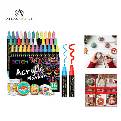 Betem Acrylfarben 36 Farben Doppeltipp Wasserfest DIY Schmuckstein