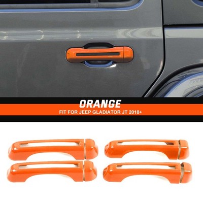 4X Orange Exterior Door Handle Shell Cover Trim For 2018-2023 Jeep Gladiator Jt