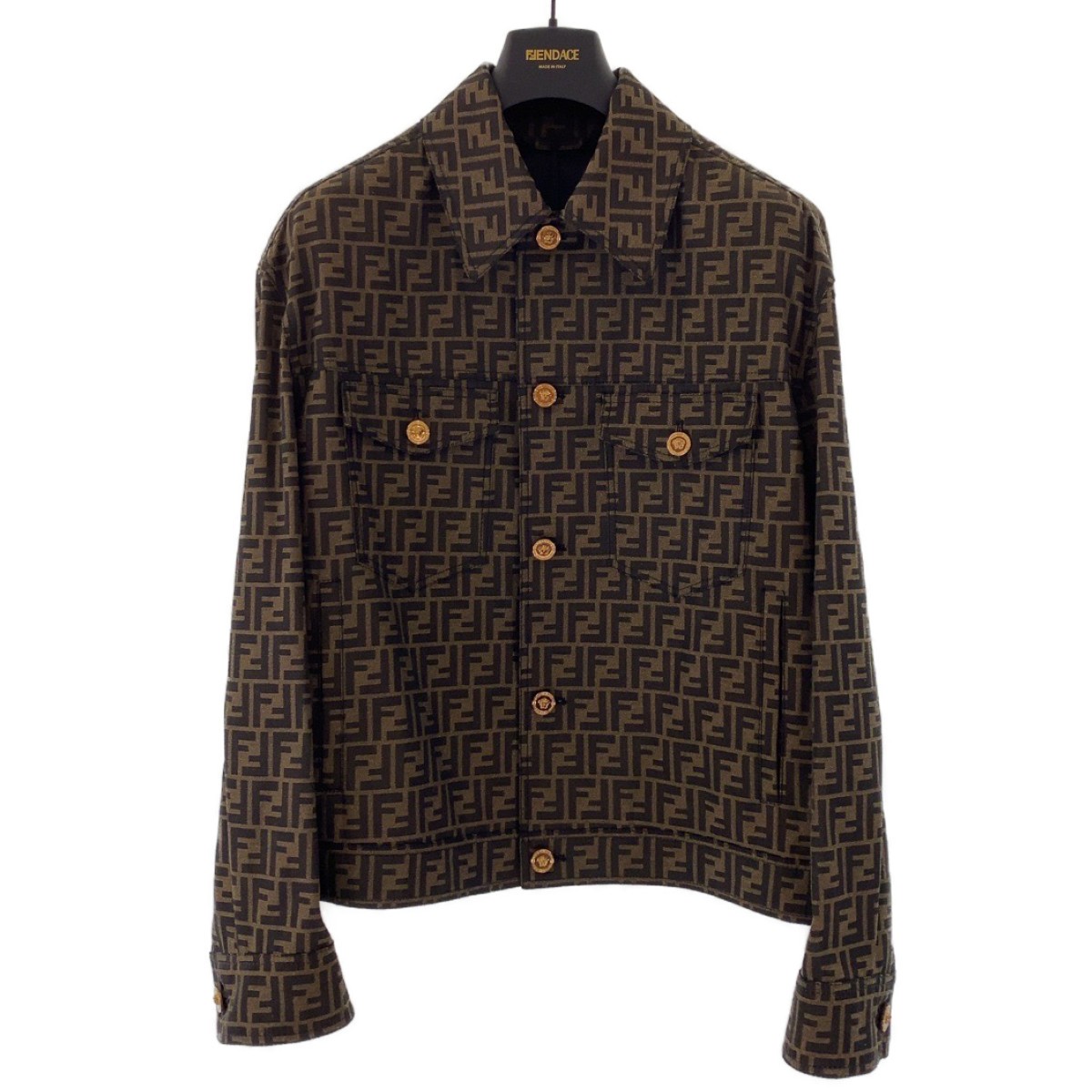 FENDI FENDACE Zucca pattern Versace jacket Brown polyester