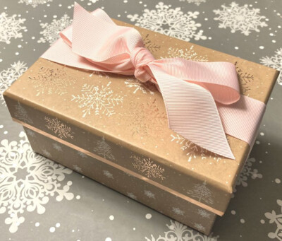 Punch Studio Snowflake Girls Winter Gift Box Storage Display with Big Pink Bow