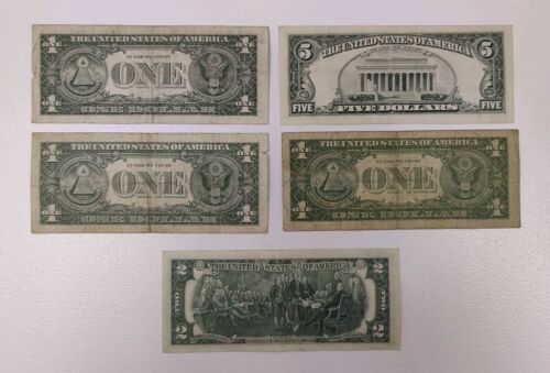 1988 5 dollar bill 1957 silver blue seal banknote 1963 $1 1977 one 1976 $2 note - Picture 3 of 14