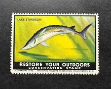 WTDstamps - 1940 NWF National Wildlife Federation Duck Stamp - Lake Sturgeon