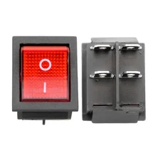 2x On Off Red Light Rocker Switch 250V AC 16 AMP 125V 20A DPST 4 lug legs
