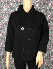 NWOT The Children's Place Black Unisex Peacoat Quilt Lined Wool Blend M 7/8 
