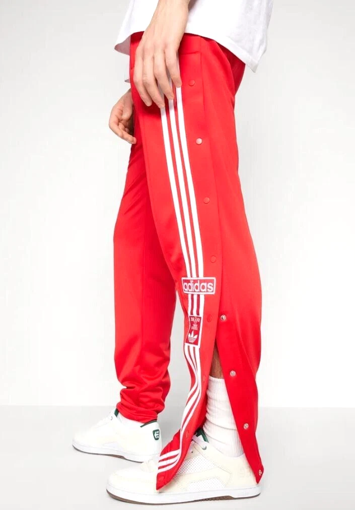 NEW MENS ADIDAS ORIGINALS ADIBREAK BUTTON TRACK PANTS ~SIZE MEDIUM #IM8221 RED