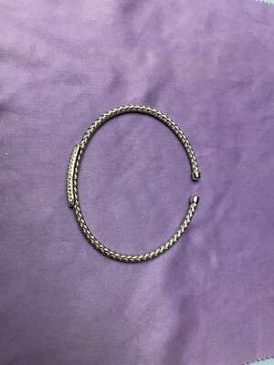 JCM Jacmel Mauritius Italy Sterling Silver mesh Cuff bangle bracelet with CZ