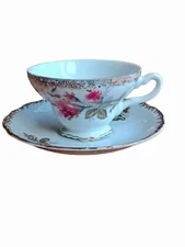 ESCO Japan Rose Tea Cup And Saucer Vintage Excellent Condition 