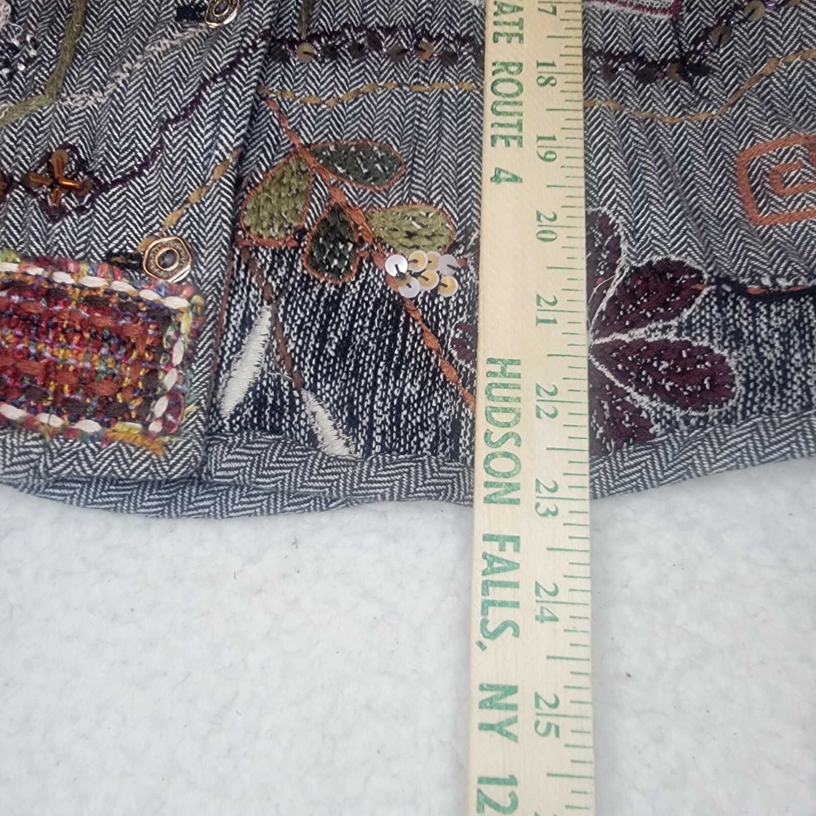 Chicos Vest Small Patchwork Embroidered  Sashiko … - image 10