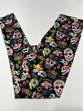 Skull women’s Pants One Size Forum Novelties Inc Multi-color Stretchy Material