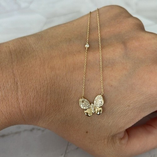 $1,945 New EFFY14K Yellow Gold & 0.22 TCW Diamond Butterfly Pendant Necklace - Foto 9 di 15