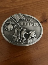 USMC Cast Metal Belt Buckle Vtg 1982 United States Marines USMC Semper Fidelis