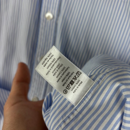 Thomas Pink Shirt Mens 16.5 Blue Striped Dress Formal Double French Cuffs Dinner - Picture 7 of 9